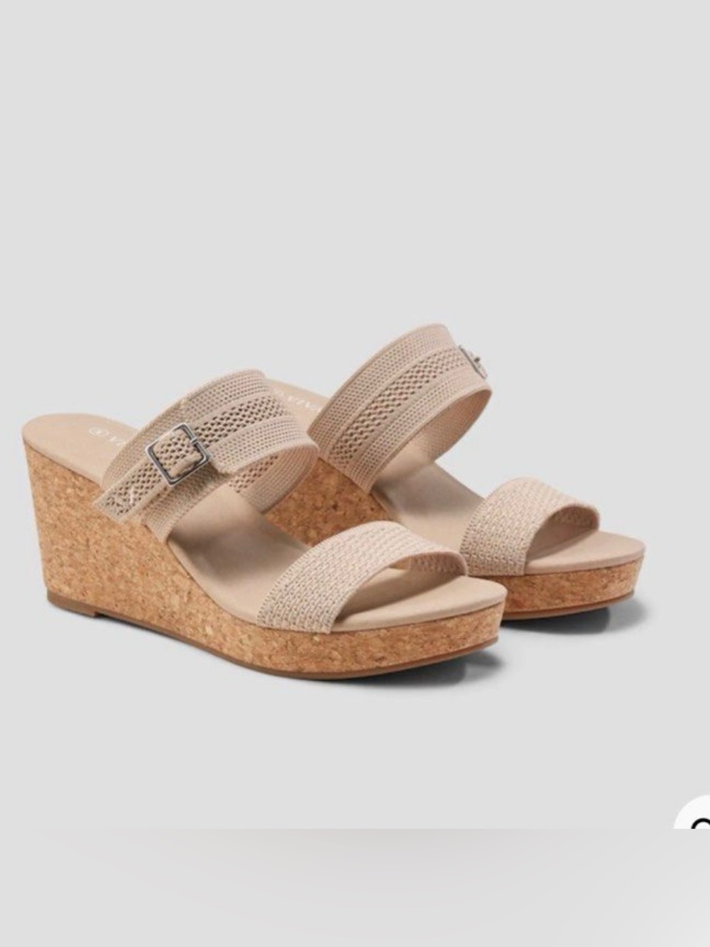The Vivaia Sammy Adjustable Strap Wedge Sandal in almond crochet 41